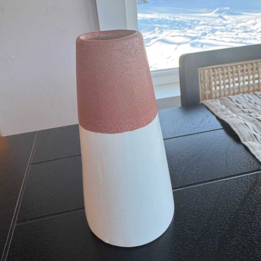 Urban Outfitters Two-Tone Ceramic Vase - White and Mauve